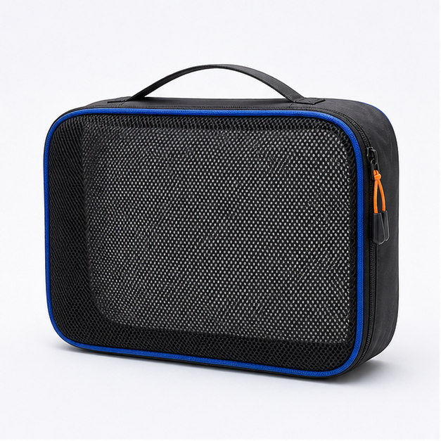 Packing cube (Mesh Packing Cube), front three-quarter design reference