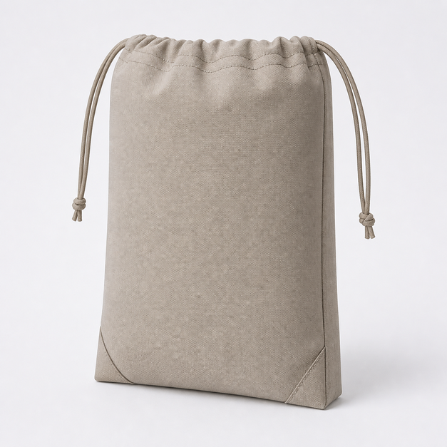 Pair Drawstring Shoe Bag front three-quarter editorial design reference