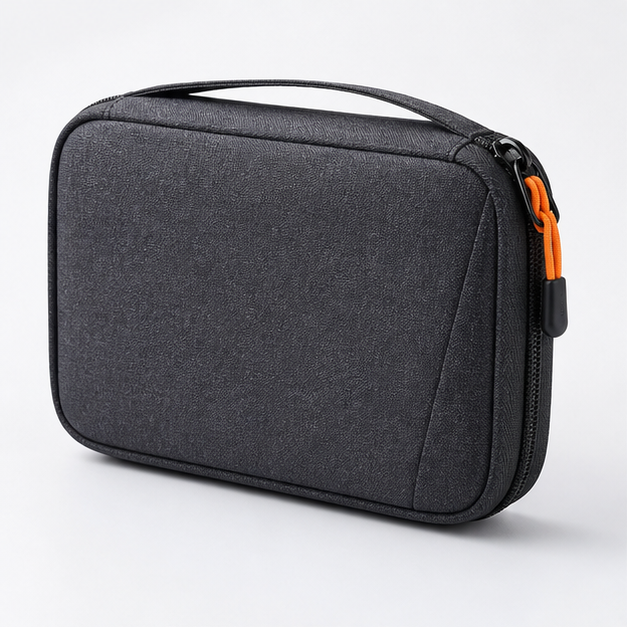 Tech organizer (Tech Accessories Organizer), front three-quarter design reference