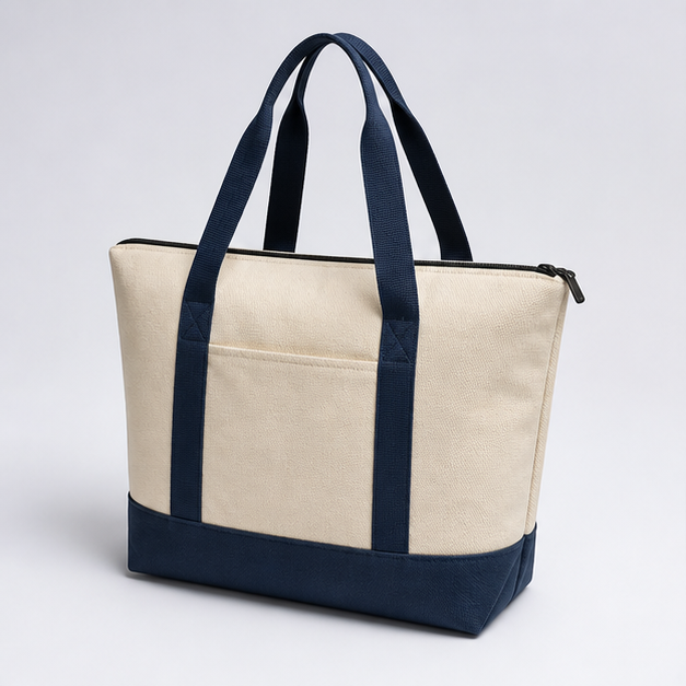 Canvas tote (Zip-Top Canvas Tote), front three-quarter design reference